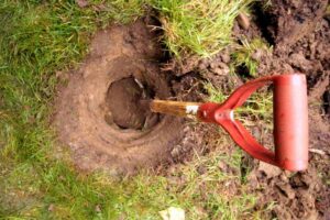 digging with a garden shovel