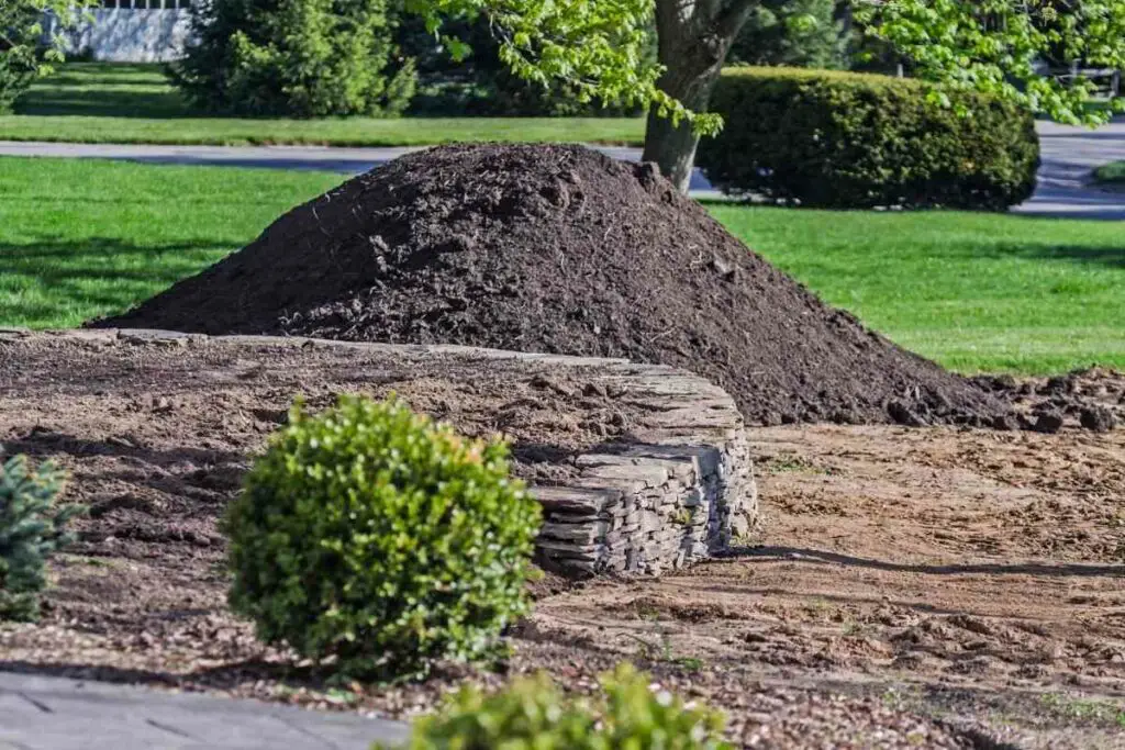 Topsoil pile in the backyard